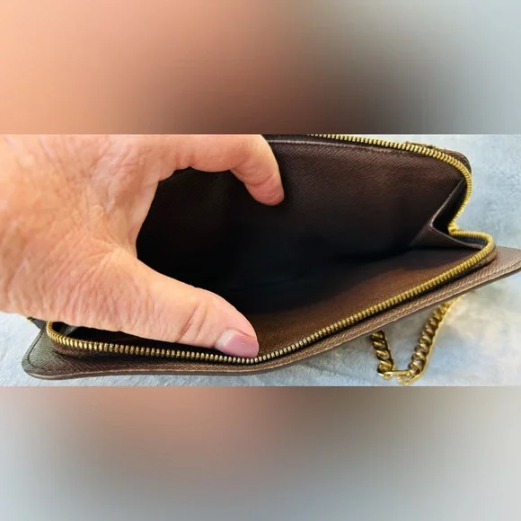 Louis Vuitton Bag Damier Porte Feuilla Long Zipper Crossbody Wallet Wrislet - Picture 8 of 14